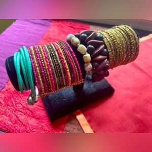 Bracelet collection and velvet organizer stand